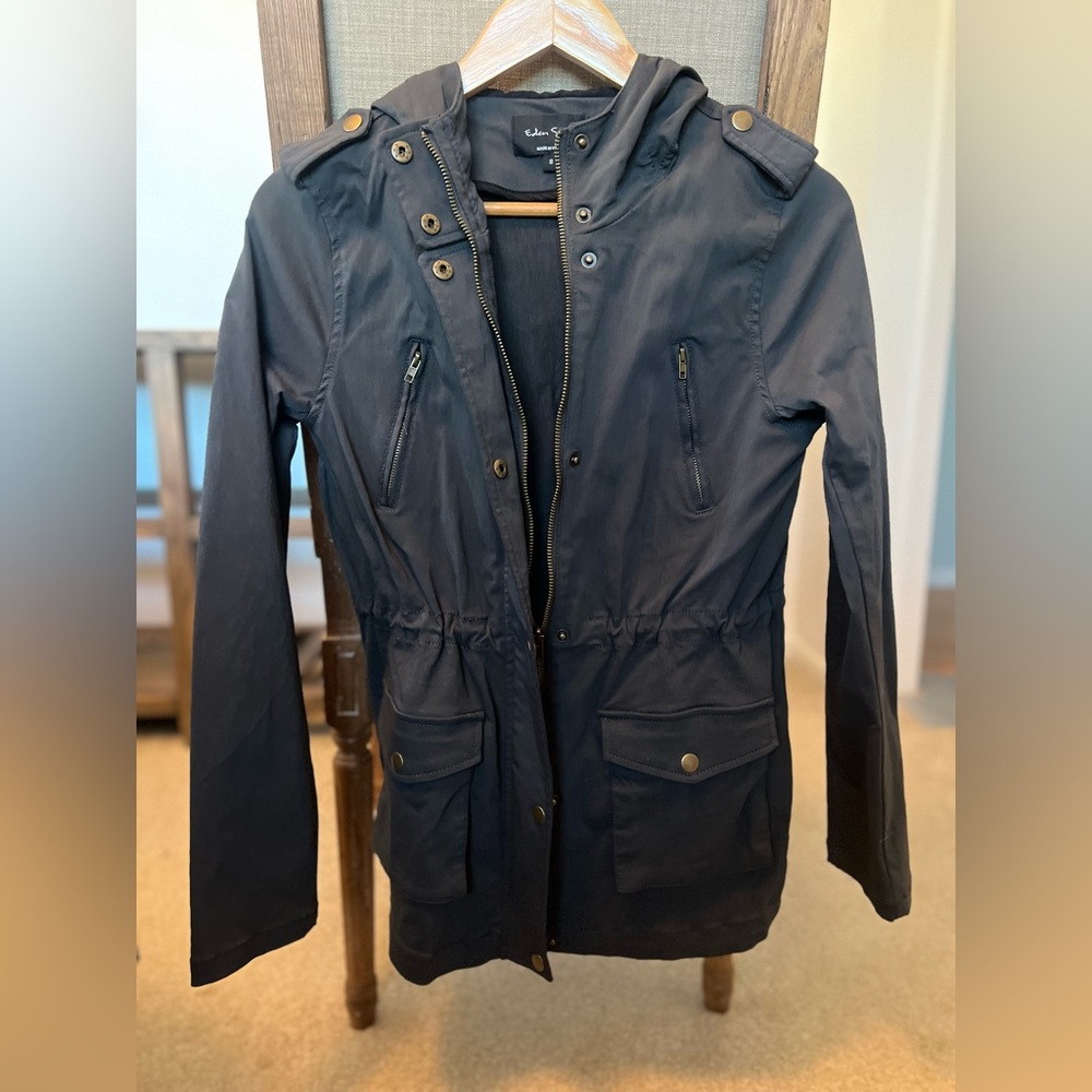 Eden Society: Dark Grey Hood Cargo Jacket. never worn, small, originally $88 - Picture 7 of 8